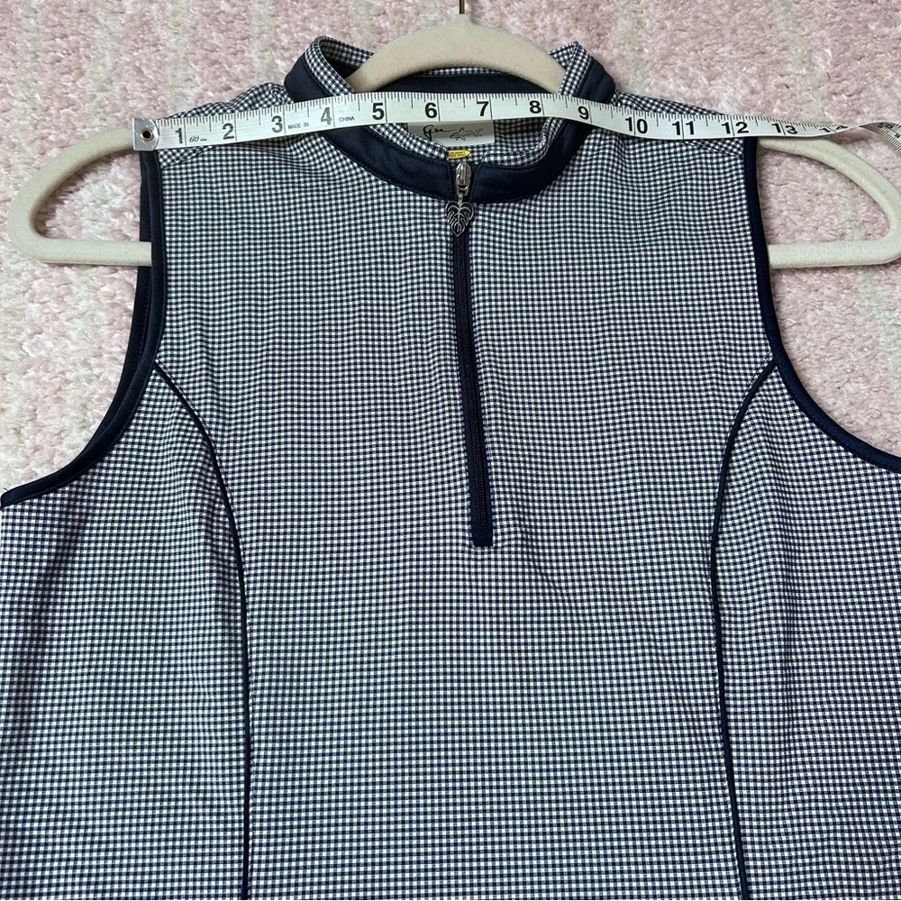 Greg Norman Womens Arielle Sleeveless Zip Golf Dress Size Small Navy Gingham - Picture 4 of 10